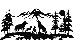 Dekadron Art mural en métal, Art de famille de loups en métal, Art mural Nature, loup (60x26cm)