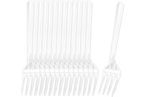 ORMROMRA Lot de 100 fourchettes en plastique réutilisables et robustes - Fourchettes en plastique transparent pour pique-niques, camping, fêtes d'anniversaire, repas, mariages (12 cm)