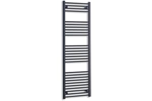 companyblue 500mm Wide Black Heated Towel Rail Radiator Flat Ladder for Stylish Bathroom (500 x 1600 mm)