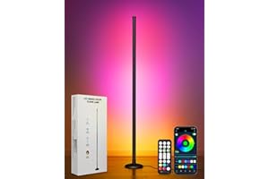 OUTON Lampara de Pie LED, RGBCW Regulable Lámpara de Pie con Control Remoto y APP, 16 Millones de Colores DIY, Sincronización Musical, Temporizador, Altura Ajustable para Sala, Dormitorio, Juegos