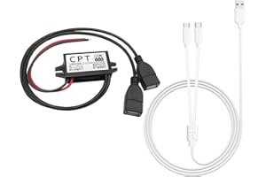 HOEMBPN Convertidor USB de 12V a 5V, Adaptador de Corriente para Automóvil de Doble Puerto USB DC-DC Reductor, Módulo Convertidor Reductor de 12V a 5V 3A 15W con Cable de Carga Multi 3 en 1