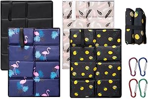 Kellegour 4pcs Tapis Siège Extérieur,Portable Tapis de Siège,Siège Étanche Coussinets Tapis,Coussin d'Assise Pliant Portable,avec 4 Mousqueton pour Jardin,Camping,Pique Niques,Randonnée,Sable,Chasse