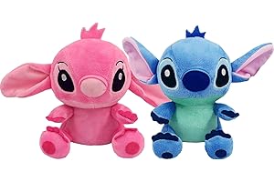 PYTRARTY Peluche Stitch, 2 pièces Peluche Stitch, Peluche Mignonne Stitch,Stitch Caricature Peluches,Poupée Stitch,Peluche Poupée pour Enfants
