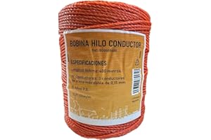 Llampec Hilo Pastor Eléctrico 400m x 2mm Naranja – Cinta 3 Conductores Acero Inoxidable – Alta Conductividad y Resistencia UV – Cable Valla Eléctrica para Caballos, Vacas y Perros – Bobina Pastor