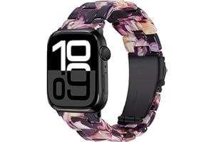Miimall Resin Strap for Apple Watch Series 11 10 9 8 7 6 5 4 SE 3 2 1, Lightweight Band for iWatch 42mm(Series 10 11) 41mm 40mm 38mm, Replaceable Strap for Women Ladies-Dazzling Purple/Black