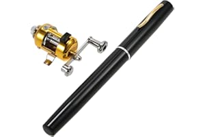 ‎YUYTE Angelrute, Angelruten-Rollen-Combo-Kit-Set, Tragbarer Teleskop-Taschenstift, Angelrutenstange + Angelrolle aus Aluminiumlegierung, Angelzubehör