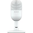 Razer Seiren V3 Mini - Ultra-compact USB Microphone (14 mm Condenser Mic, Supercardioid Pickup Pattern, Tap-to-Mute Sensor with LED Indicator, Built-in Shock Absorber, Plug-and-Play Design) White