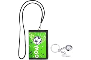 KKVOGMLE Kinder Geldbeutel Set, Brustbeutel Kinder mit Fußball Schlüsselanhänger, Dreifach Gefaltete Geldbörse Fußball Motiv Geldbeutel, Teenager Geldbörse, Kinder Portmonee für Jungs Mädchen Geburtstagsgesch