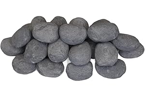 The Stove Wizard Gas Fire Replacement Pebbles, 20 Grey ceramic pebbles for Living Flame Gas, Electric, LPG or Bio Ethanol Fires