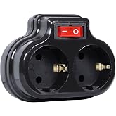 TIMSAL 2-Witch Goliath, Dual Ground Socket Multiplexer Plug, Black color, 16A 250 Volt, Max 3600 Watt (Black)