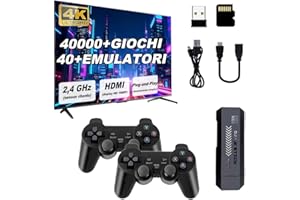 Zikynn X2 Plus Console di gioco retrò – 2 controller wireless 2,4 GHz, 128 GB, oltre 40.000 giochi classici, uscita HDMI 4K, sistema EmuELEC 4.3 – regalo perfetto per bambini e adulti