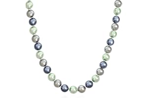 Bling Jewelry Nero, Bianco Marrone Grigio Blu Multi Colore Filo Lungo 10Mm Simulato Collana Di Perle Per Le Donne 18, 20 Pollici