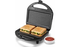 Lifelong LLSM120G Sandwich Griller, Classic Pro 750 W Sandwich Maker with 4 Slice Non-Stick Fixed Plates for Sandwiches at Home with 1 Year Warranty (Black)