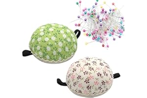 Csirnto Alfiletero 2 Piezas Cojín de Aguja Alfileres Costura Costura Cojín de Aguja de Muñeca Alfiletero Incorporado Alfiletero de Muñeca Alfiletero de Tela de Aguja Alfombrilla de Coser