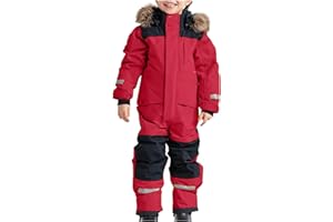 SKAJGL Skioverall Unisex Kinder Winddicht mit Kapuze Schneeanzug Wasserdicht Atmungsaktiv Winteranzug Verdickt Warm Schneeoverall