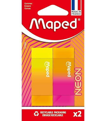 Gommes KUM Sans PVC - 10 Pièces Jaune Pastel - Petite Taille Pour Trousse - Scolaire, Bureau