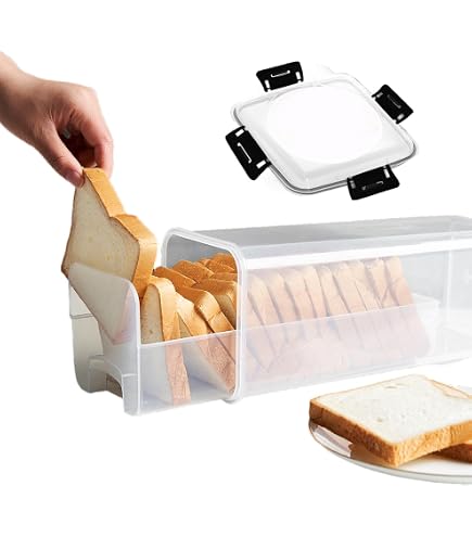Contenitore Per Pane In Plastica Senza BPA - Scatola Ermetica 34x14x14 Cm Con Coperchio A Tenuta, Per Conservare Freschi Pane, Farina, Cereali E Snack