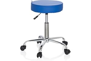 ‎HJH OFFICE hjh OFFICE 729413 Bürohocker Operator II Kunstleder Blau Hocker höhenverstellbar mit Rollen
