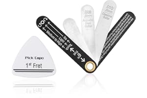 FUKAISU Outil Réglage Précision Jauge Manche et Médiator, Kit Configuration Guitare Mesure l'Action Cordes et Courbure Manche pour Guitares Basses Acoustiques Classiques Électriques Outils Luthier