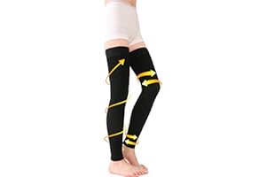 TOFLY Bas de compression à cuisse haute, opaque, soutien ferme compression de gradient de 20-30 mmHg avec bande de silicone, manchons de compression sans pieds, gonflement du traitement, Noir XL