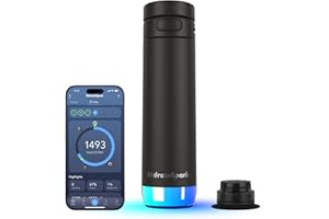 HIDRATE SPARK HidrateSpark PRO 2 – Bouteille D’Hydratation Intelligente avec Rappels & Suivi D’Eau, 621 ml Acier Inoxydable – Se Synchronise avec Apple Health, Fitbit, Bagues & Montres Connectées – Chug Noir