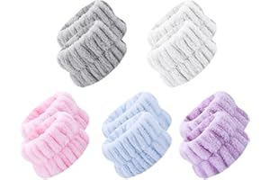 MAXQUU 5 Pairs of Wash Bowl Straps, Highly Absorbent, Prevent Water Splashing on Cuffs, Unisex, Plush Face Wash Wrist Straps, Skin Care Wrist Straps (Multi-color)