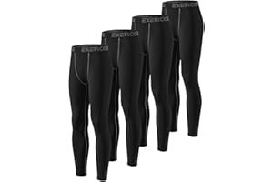 Orrfreer 4 Pack Kids Boys Compression Leggings Active Base Layer Sports Quick Dry Tights for Football, Running,Ski