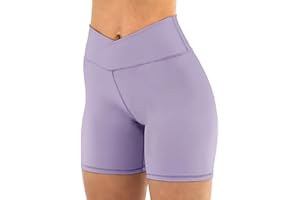 Friptspyg Mujer Pantalones Cortos de Gimnasia para V Cross Cintura Alta Ciclismo Yoga Booty Scrunch Butt Lift Fitness Entrenamiento Deporte Correr Pantalones Cortos