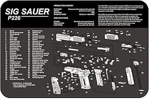 Royal Hunter® Tappetino per la pulizia delle armi, antiscivolo e oleorepellente, per la pulizia delle armi, tappetino per armi con descrizione del modello di molti modelli Glock - Sig Sauer - Baretta