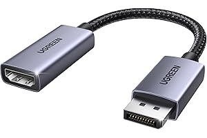 UGREEN 8K Adaptador DisplayPort a HDMI Unidireccional Convertidor DP Macho a HDMI Hembra 8K 60Hz 4K 240Hz Aluminio Compatible con Portátiles Monitores Tarjetas Gráficas Televisores