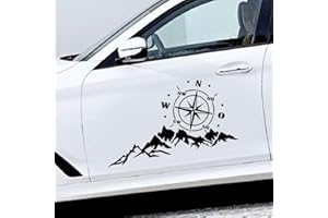 Mioloe Autocollant de Voiture Boussole de Montagne Graphiques, 2 pièces 3D Capot de Voiture Auto Corps côté Porte Vinyle Autocollant étanche, 56x30 cm
