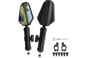 Maoyubelt Universal Motorrad Spiegel e-geprüft E24, mit M8 M10 Rechtsgewinde Linksgewinde, Motorrad-Rückspiegel mit 22-mm-Montagehalterungen, 360°Drehbar, kompatibal für Scooter Roller ATV Dirt Bike