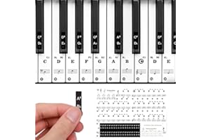 URAQT Piano Key Stickers 37/49/54/61/88 Keys, Black and White Keyboard Stickers, Transparent Removable Note Guide Labels Beginners