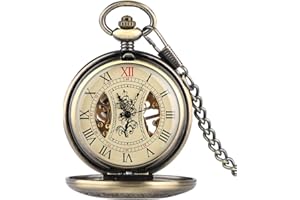 XOPIC Vintage Holz Taschenuhr Handaufzug Mechanische Taschenuhr Holz Design Hohl Anhänger Retro Uhr