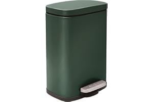 Spirella - Poubelle de Salle de Bain à Pédale AKIRA - Acier Inoxydable Haut de Gamme - Fermeture Silencieuse Easy-Close - Vert Foncé Mat - 5L