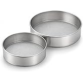 Set of 2 Stainless Steel Flour Sifters 20/15 cm, Fine Mesh 150 Mesh | Two 8" and 6" stackable sieves for flour, icing sugar,