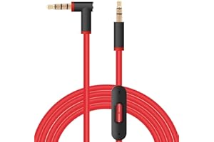 TOXAOII Replacement Audio Cable Cord Wire with in-line Microphone and Control Compatible with Beats by Dr Dre Solo2/Solo 3/Studio 2 3/Pro/Detox/Wireless/Mixr/Executive/Pill Headphones(4.6FT, Black Red)