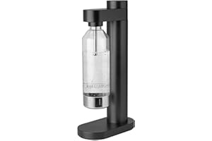 ‎STELTON Stelton Brus Wassersprudler mit flasche, Premium Carbonator für Wasser mit CO2 - Einstellbare Sprudelstärke - Skandinavischem Design, Schwarz Metallic