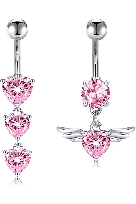 12 Piercing Ombelico In Acciaio Chirurgico - Pendenti Colorati Con Cristallo, Perfetti Per Un Look Trendy - Foto 2