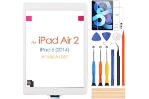 ARSSLY Pantalla táctil para iPad Air 2 A1566 A1567 digitalizador para iPad Air2 6 2018 9.7 pulgadas pantalla táctil panel de vidrio con herramientas de reparación (sin pantalla LCD) (blanco)