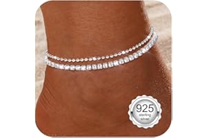 Diamday Cavigliera da Donna Argento 925 Bracciali Caviglia Argento Regolabile Delicato Cavigliere Impermeabile Cavigliera Gioielli CZ Cuore Perla Cavigliere a Strati per Donna