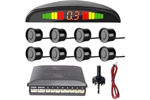 MOCNT Auto Einparkhilfe 8 Sensoren Rückfahrhilfe Kfz Rückfahrwarner Einparksystem Hinten Parksensoren Rückwärtsparkhilfe Rückfahrradarsystem Buzzer Alarm Warnung Schwarz