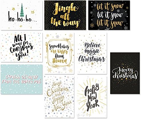 20 x typography postcard/greeting card set, 10 designs on 2 cards each, Winter / Weihnachten