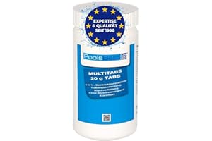 PoolsBest 1kg Chlor Mini Multitabs 5 in 1 I 20g Mini Chlortabletten für Pool/Whirlpool/Aufstellpool & Planschbecken I All in One Poolpflege Tabs I Reinigungstablette für Pools bis 20m³