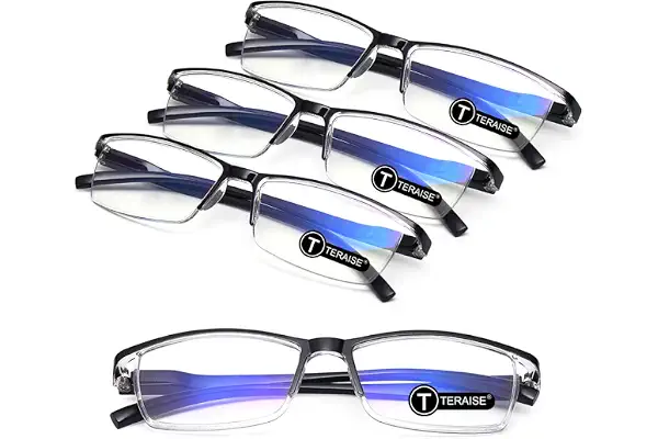 TERAISE Gafas de lectura anti luz azul, ligeras y cómodas gafas de lectura para hombres y mujeres, Lectores luz azul para computadora/teléfono incluido estuche para gafa
