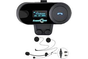 FreedConn TCOM-SC Interfono Moto con Radio FM, Comunicazione di Auricolare Bluetooth per Casco con Cancellazione del Rumore, Wireless Universale Fuoristrada/Motociclo/Motoslitta