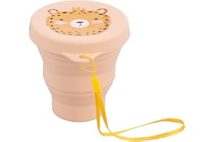 Villa d'Este Home Tivoli 1996 Bicchiere pieghevole con coperchio 200 ml, in silicone, decoro ghepardo, Les petites Safari