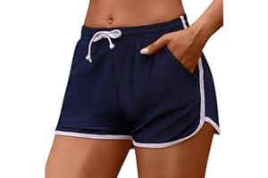 Marvmys Shorts de Bain Femme Eté Sport Shorts de Plage avec Cordon Réglable Multiusage Femme Shorts de Bain pour Yoga Jogging Natation Plage Piscine