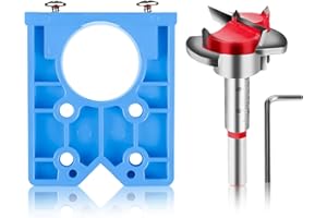 MANTOTO 35mm Hinge Jig Drill Bits Set Forstner Bit Sets Positioner Concealed Door Hole Drilling Woodworking DIY Tools for Cabinet Hinges Mounting Plates Kitchen Cupboard and Wood Furniture (Blue)
