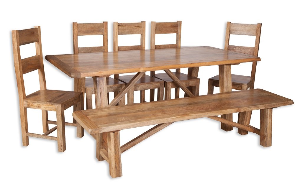 Odisha Rustic Mango Wood 2.00M Bench/Solid Mango Wood Large Dining ...